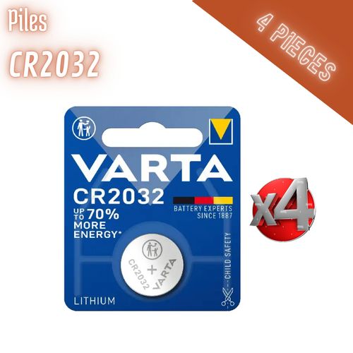 4 X Piles Cr2032 3v Batterie, Pile Bouton Au Lithium 3 Volts, Blister 1 Unité