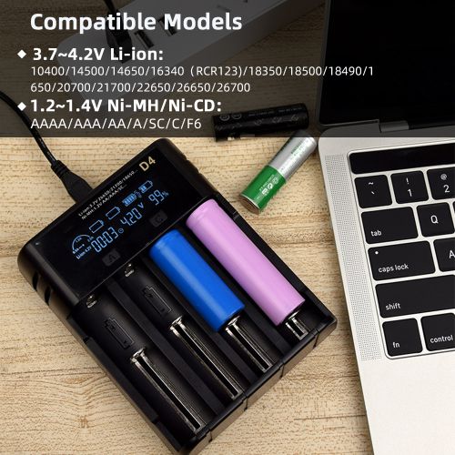 Chargeur De Batterie Lithium Usb 18650 Universel Chargeur Li-ion Ni-mh Ni-cd 4 Fentes thumbnail 3