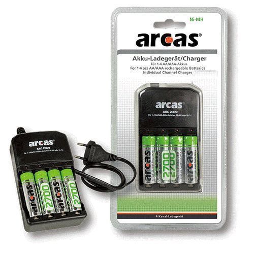 Chargeur De 4piles Aa Ou Aaa - 4 Led + 4 Piles Aa 2700mah, Piles Rechargeables 2700mah