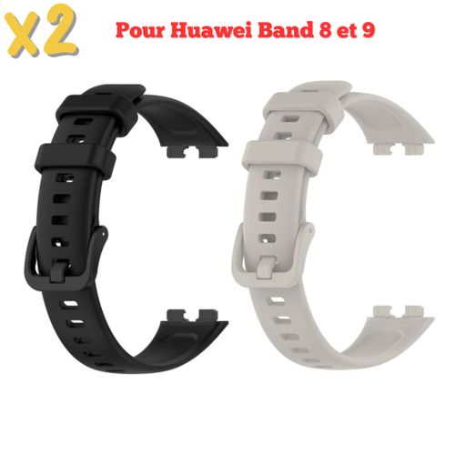 Set De 2 X Bracelets De Rechange Pour Huawei Band 8 Et 9 - Noir + Beige - Strap Ceinture Black Beige