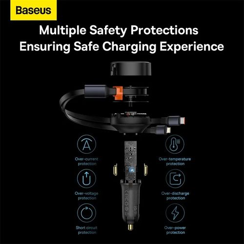 Chargeur De Voiture 30w Avec Cable Intégré Rétractable Lightning + Type-c thumbnail 2