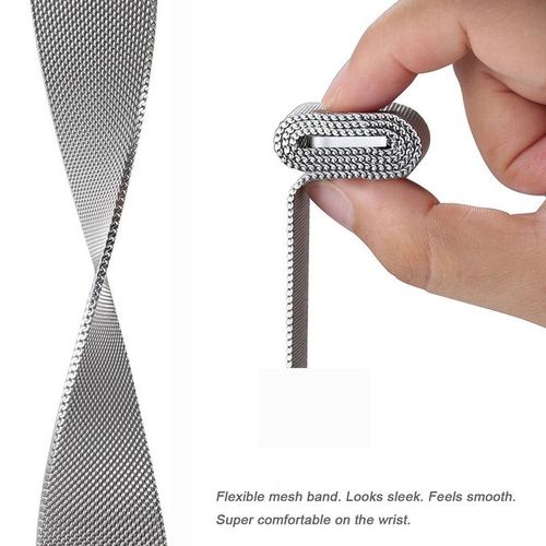 Bracelet À Boucle Magnétique 22mm En Acier Inoxydable Argent - Universelle thumbnail 3