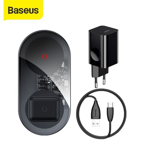 Chargeur Sans Fil Qi 18w 2 En 1, Charge Rapide, Avec Support Et Câble Usb