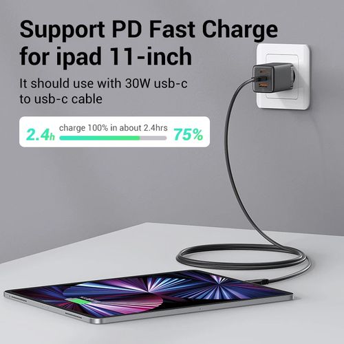 Chargeur 65w Gan Pd Type C Avec 3 Sorties, Fast Charge