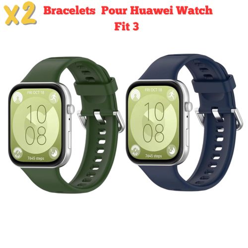 Set De 2 X Bracelet De Rechange En Silicone Pour Huawei Watch Fit 3 Strap - Ceinture (montre Non Incluse) Fit3 Couleur : Vert, Bleu