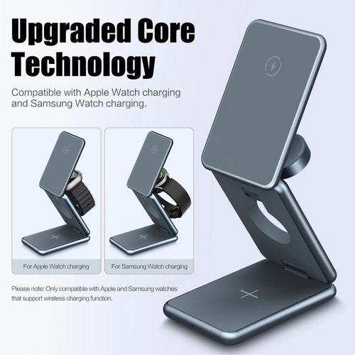 Support De Chargeur Sans Fil Magnétique 3 En 1 Pour Apple Magsafe Samsung Watch thumbnail 3