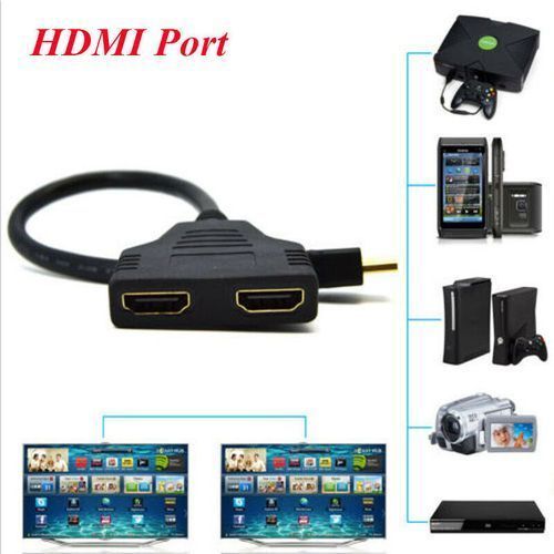Hdmi 1 To 2 Split Double Signal Adapter Convert Cable Hdmi Convertisseur Male To Female 1080p Hdmi Splitter Cable Port Male To Female 1 Input 2 Output Adapter Converter 1080p Hdmi Port De Câble De Diviseur Mâle À Femelle 1 Entrée 2 Convertisseur De Sortie