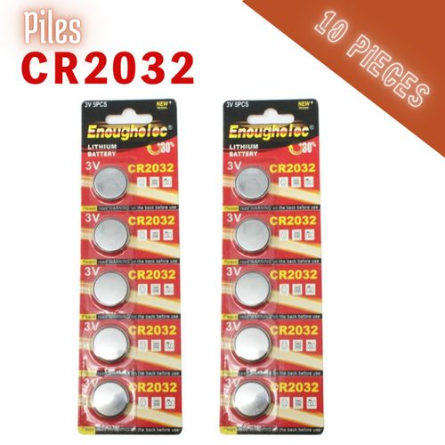10 X Piles Cr2032 3v Batterie, Pile Bouton Au Lithium 3 Volts