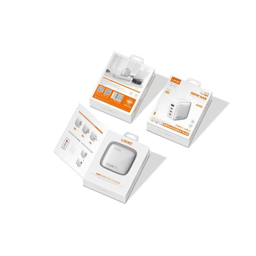 Chargeur Q408 Gan 100w – Ultra-rapide (4 Ports + Câble 100w)