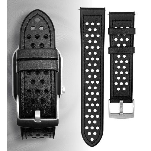 Bracelet Hybride Silicone Couvert Cuir 22mm Stap Pour Samsung Galaxy Watch 46mm