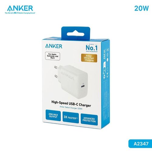 Chargeur Mural Anker Usb-c 20w Pd – Charge Rapide Compacte, Protection Intégrée, Compatible Apple & Appareils Type-c – Blanc (a2347l21) thumbnail 3