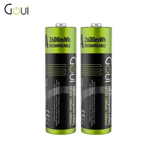 Batterie Rechargeable Aa Battery (2pcs) Avec Cable Type C De Charge - Pile 1300mah / 2600mwh Black thumbnail 1