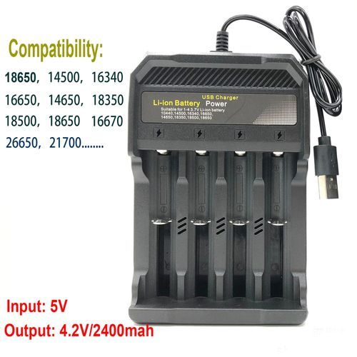 Chargeur De Batterie Usb 18650 ,4 Emplacements Universel , 3.7v 4.2v 2a