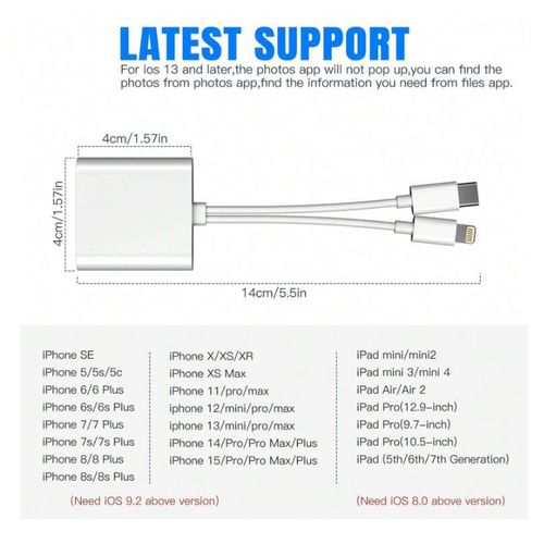 Lecteur De Carte Mémoire Adaptateur Pour Téléphone Iphone Et Pc Portable 2 En 1, Port Lightning Et Usb-c Type-c Sd/tf, Sd Card Reader Plug And Play Pour Ios thumbnail 2