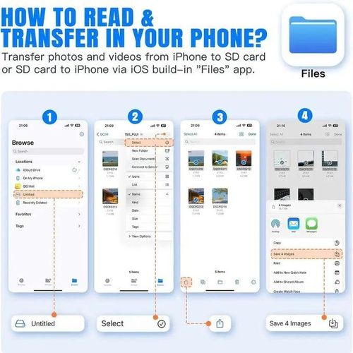 Lecteur De Carte Mémoire Adaptateur Pour Téléphone Iphone Et Pc Portable 2 En 1, Port Lightning Et Usb-c Type-c Sd/tf, Sd Card Reader Plug And Play Pour Ios thumbnail 3
