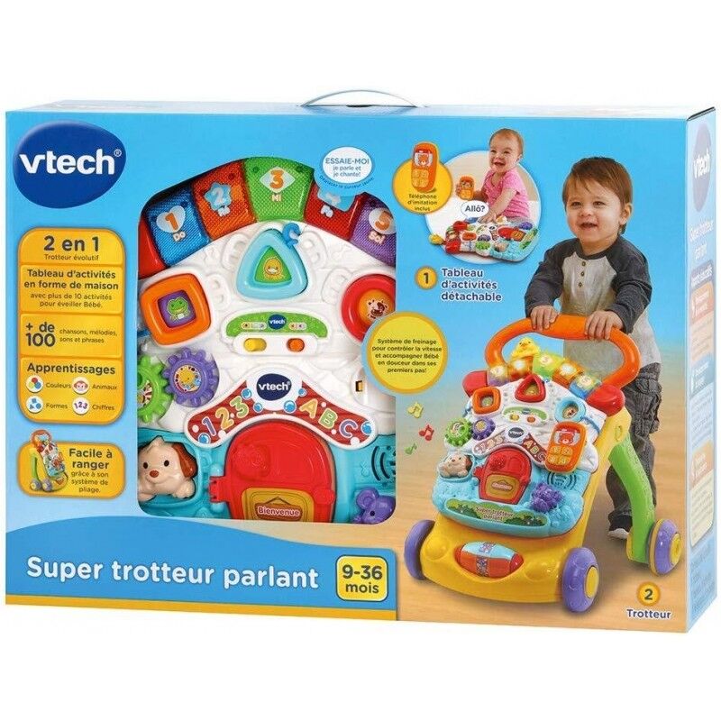 Super Trotteur Parlant En Bleu 2 En 1