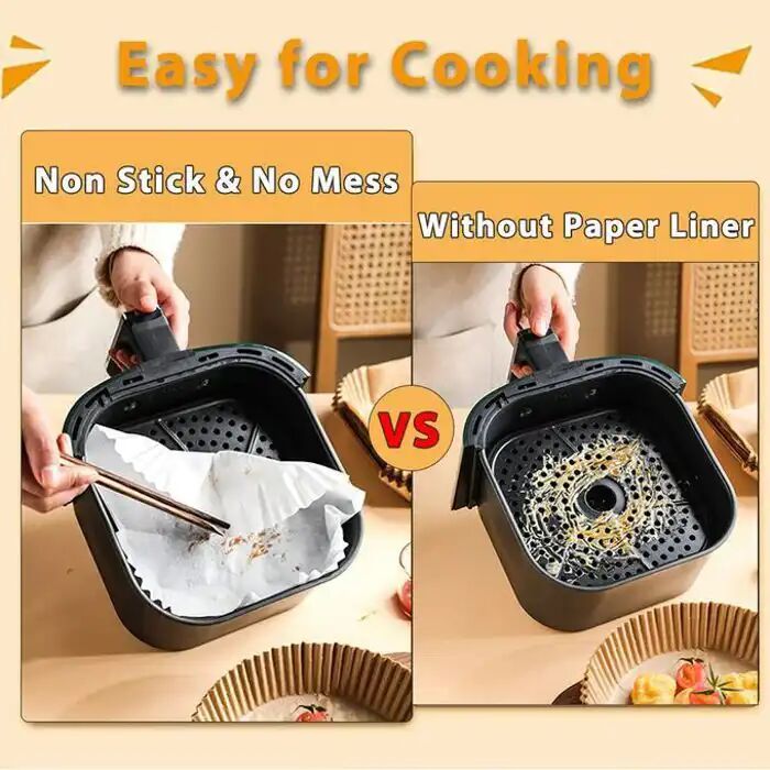 Lot de 100 Papiers Cuisson Ronds Antiadhésifs pour Friteuse à Air – Qualité Alimentaire