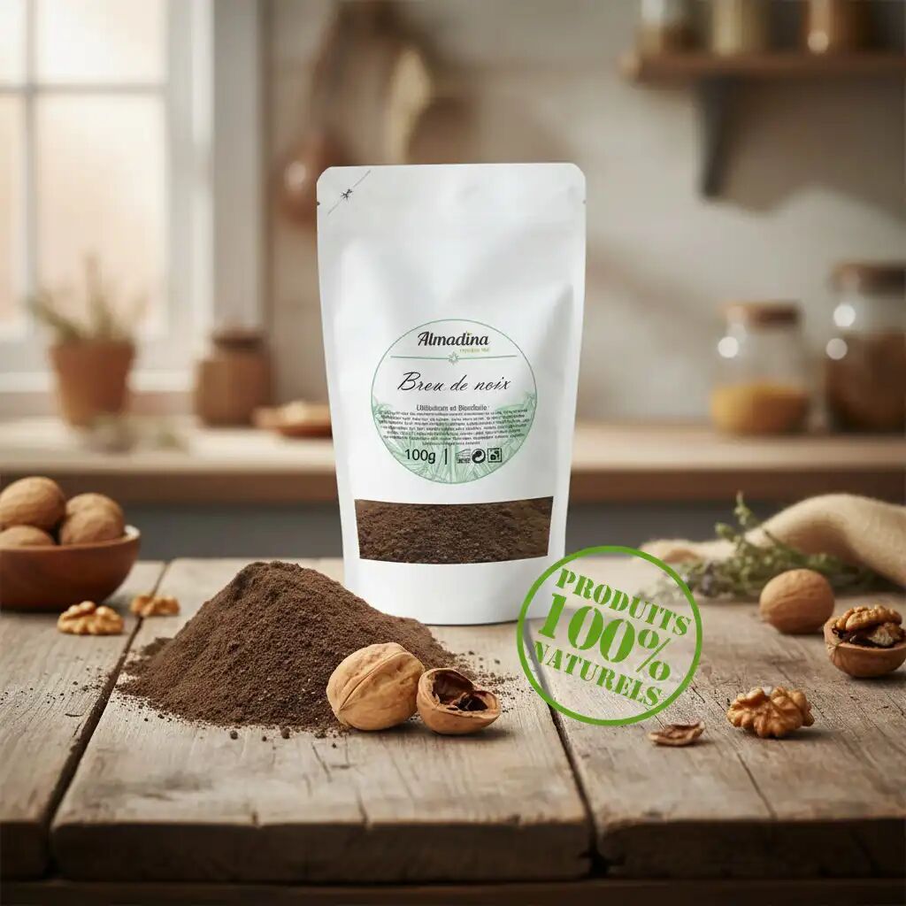 Broux De Noix 100gr En Poudre Naturel Excellente Qualite - Sachet Kraft Refermable thumbnail 3