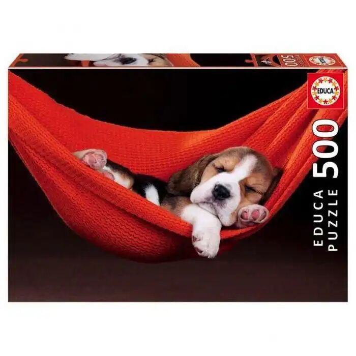 Puzzle - Chiot Sieste Dans Un Hamac - 500 Pièces - 48 X 34 Cm