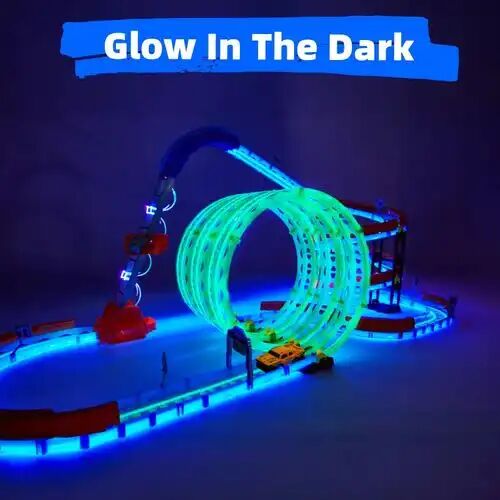 Circuit De Voitures Lumineuses 91 Pièces Avec Voitures Électriques Et Loopings 360° thumbnail 1
