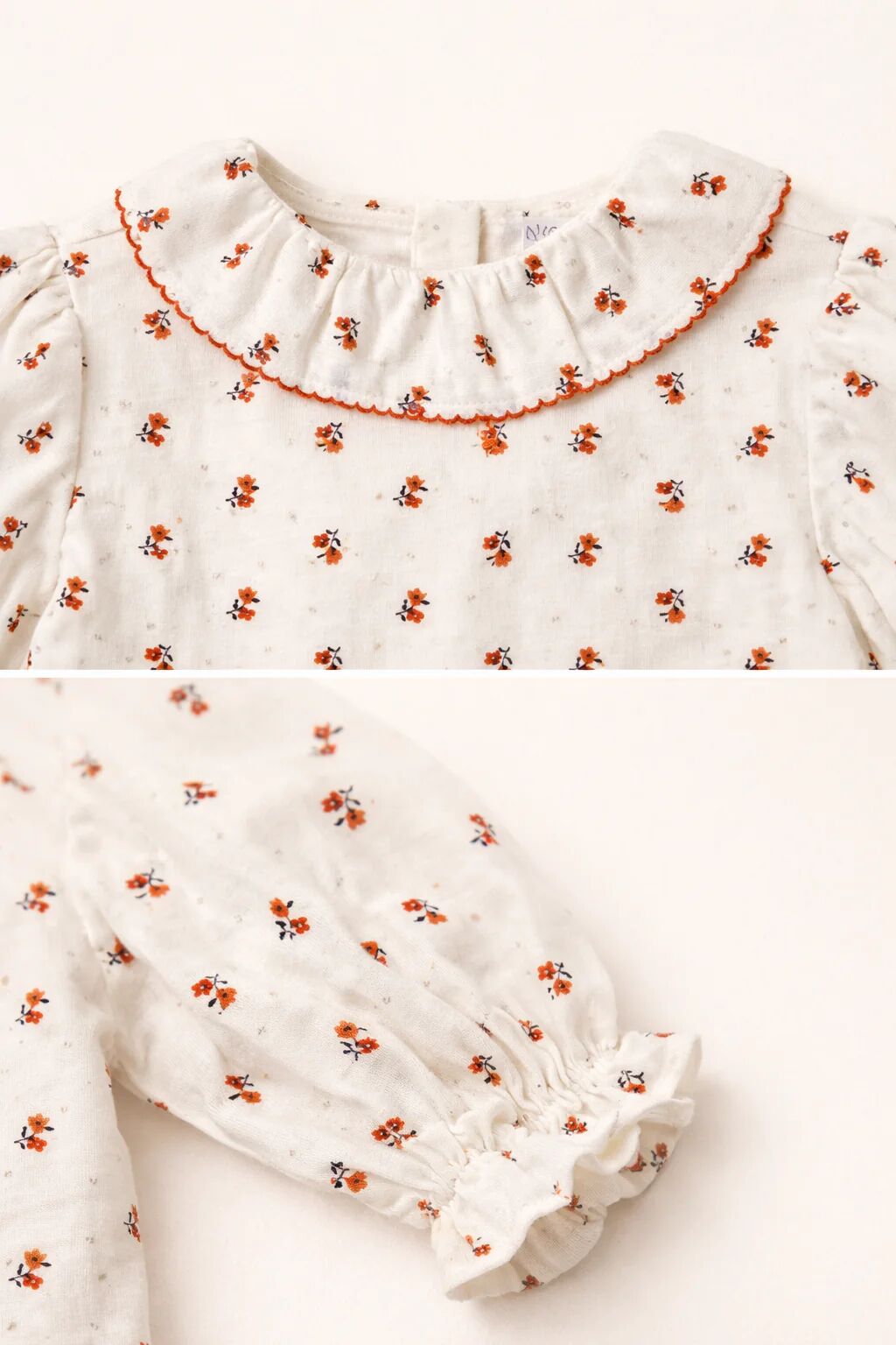 Body Blouse Bébé Écru Fleuri – Élégance & Confort Au Quotidien thumbnail 2