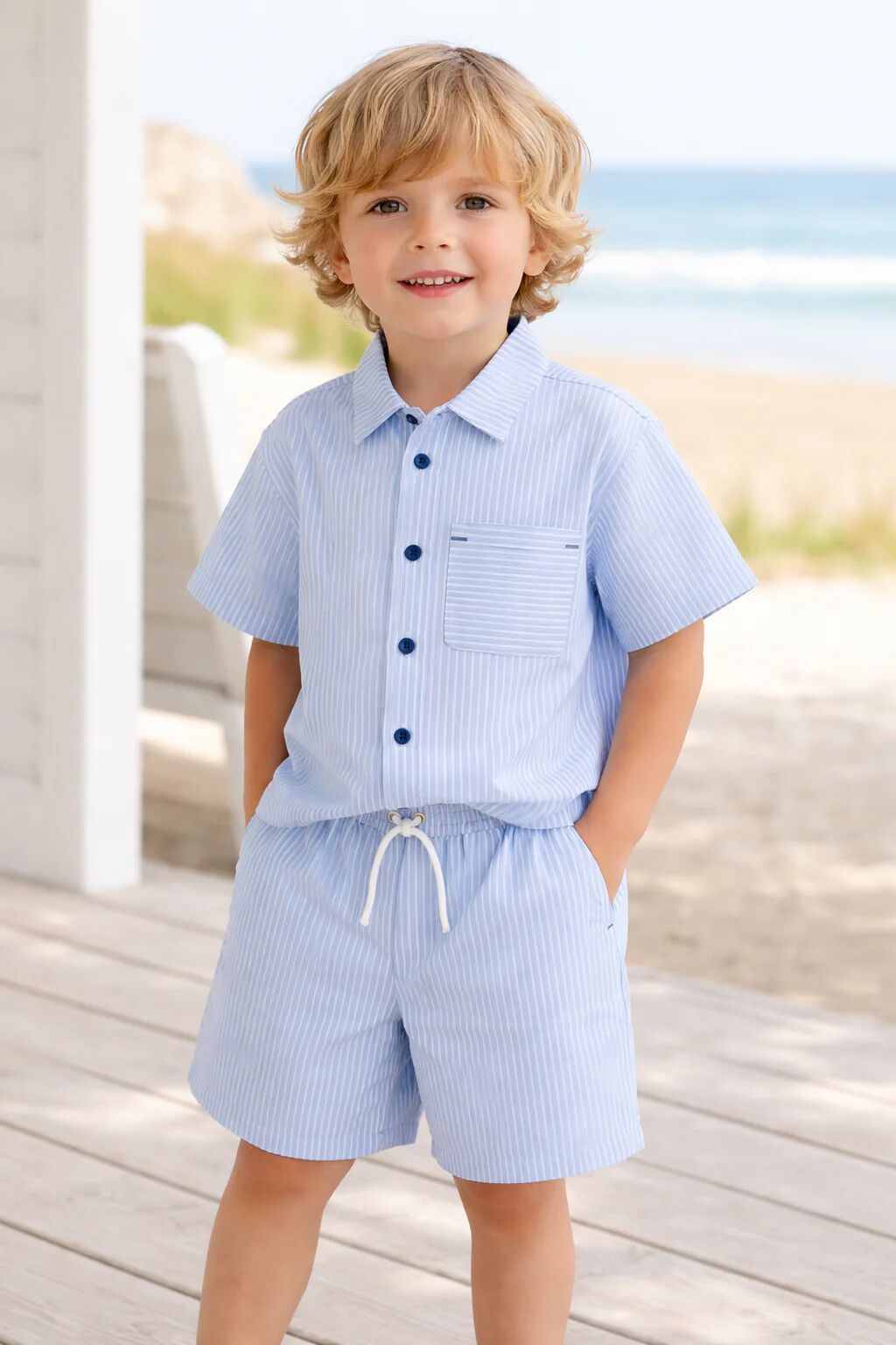 Ensemble Garçon Chemise & Short Rayé – Élégance Estivale thumbnail 3