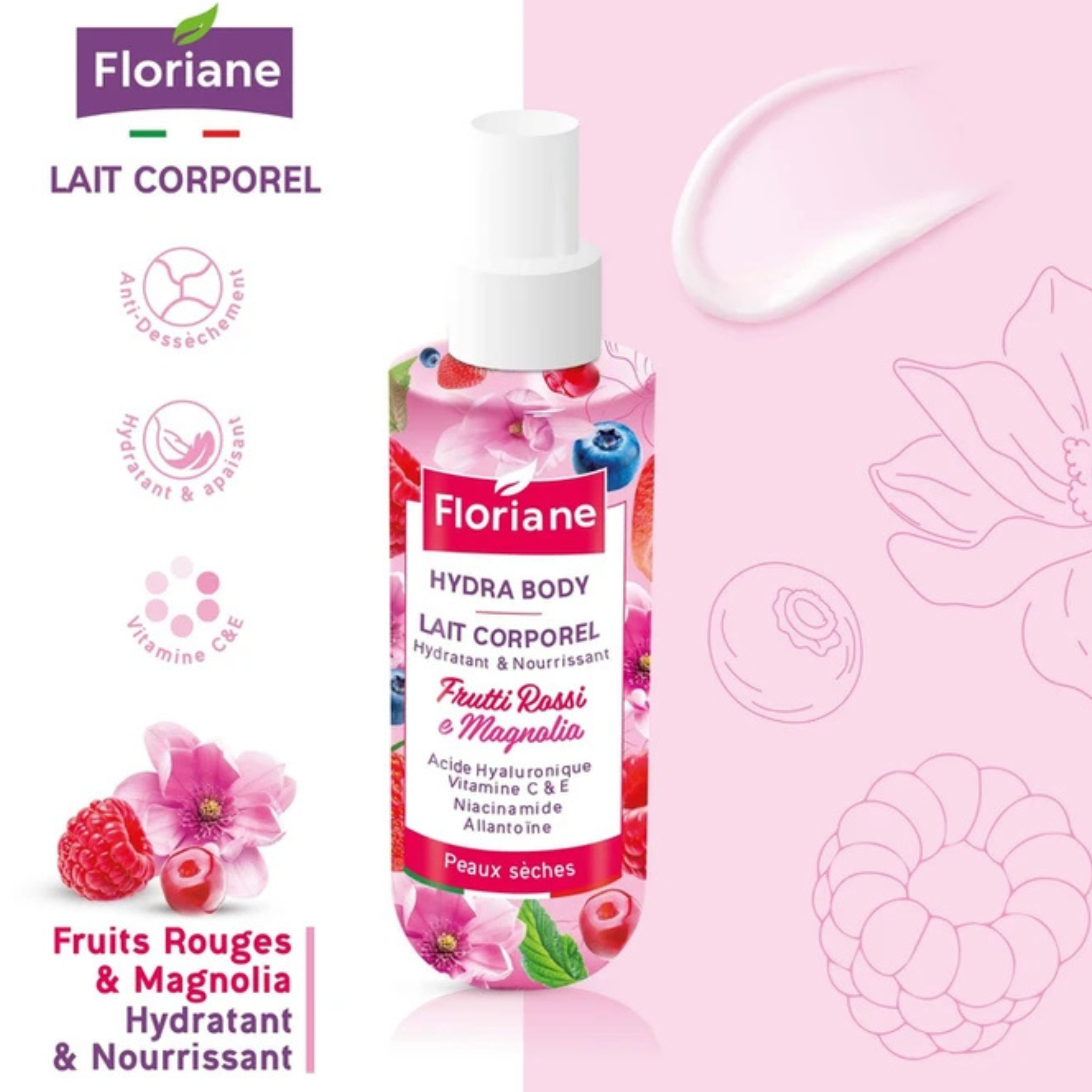 Hydra Body Lait Corporel Fruits Rouges & Magnolia