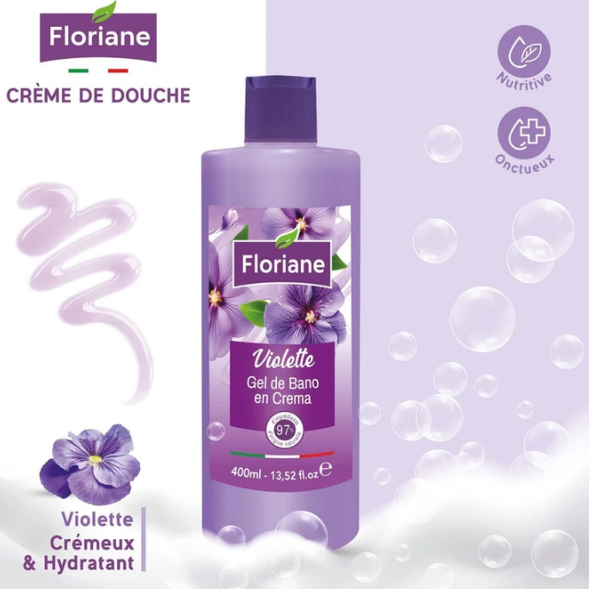 Gel De Baño En Crema Violette Floriane 400ml – Hidratante Y Nutritivo