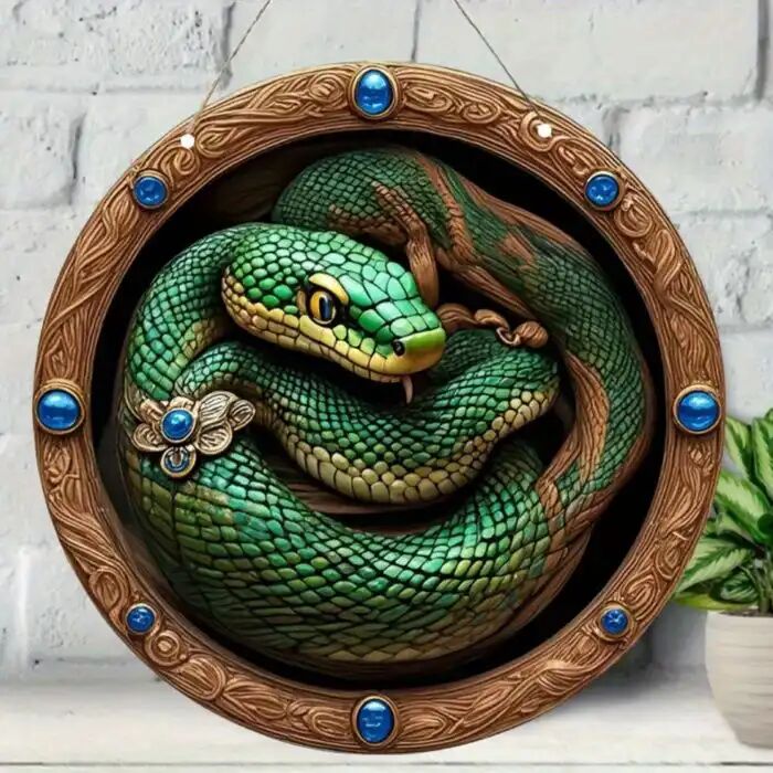 Décoration Murale - Serpent Émblem - Bois - Multicolore