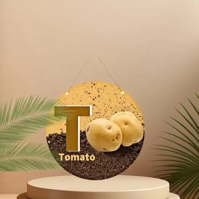 Panneau Décoratif - Rond En Bois - Design Pomme De Terre - Multicolore