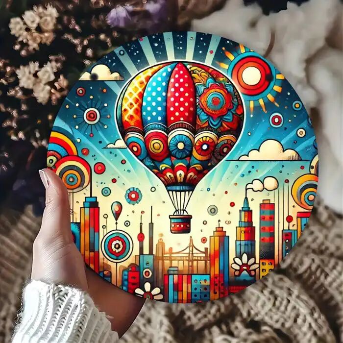 Panneau Décoratif - Montgolfière - Bois - Multicolore