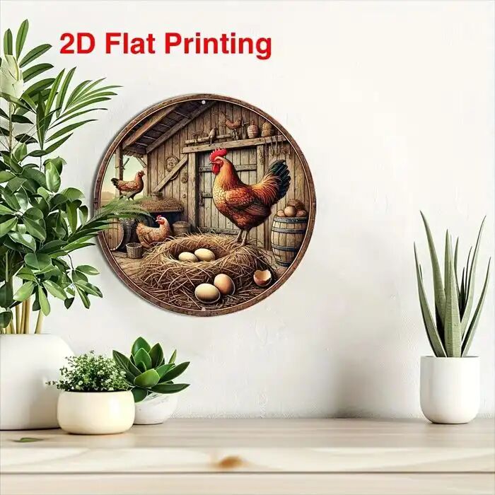 Plaque Décorative - Thème Poulet Vintage - Aluminium