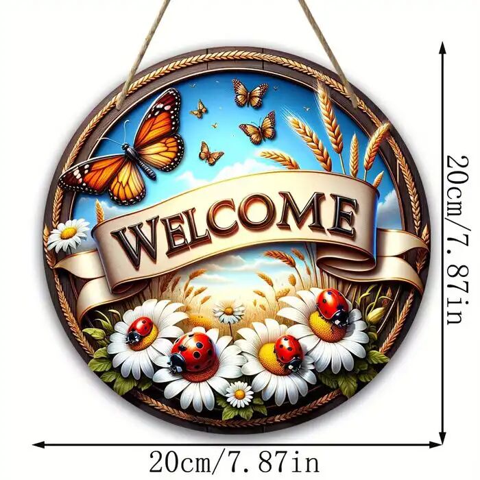 Panneau Décoratif - Bienvenue Papillon Floral - Bois thumbnail 3