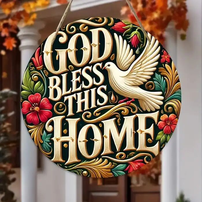 Panneau Décoratif - Que Dieu Bénisse Cette Maison