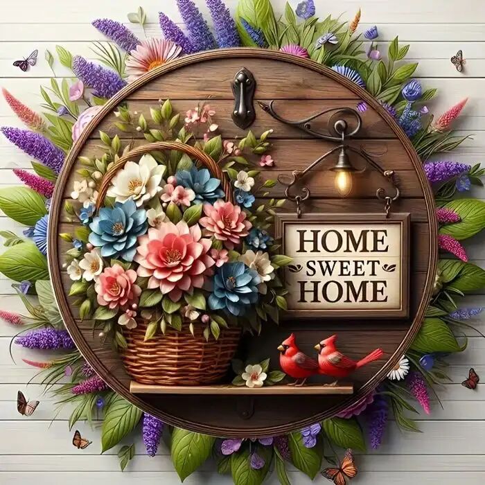 Panneau De Décoration Circulaire Motif Floral - Intérieur