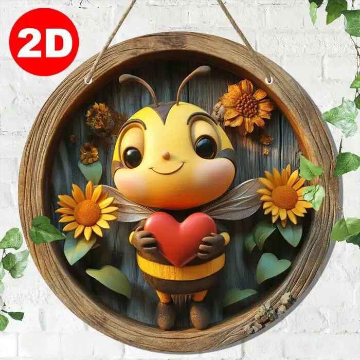 Art Mural - Ozam Paris - Abeille & Cœur - Bois Multicolore - Décoration Intérieure