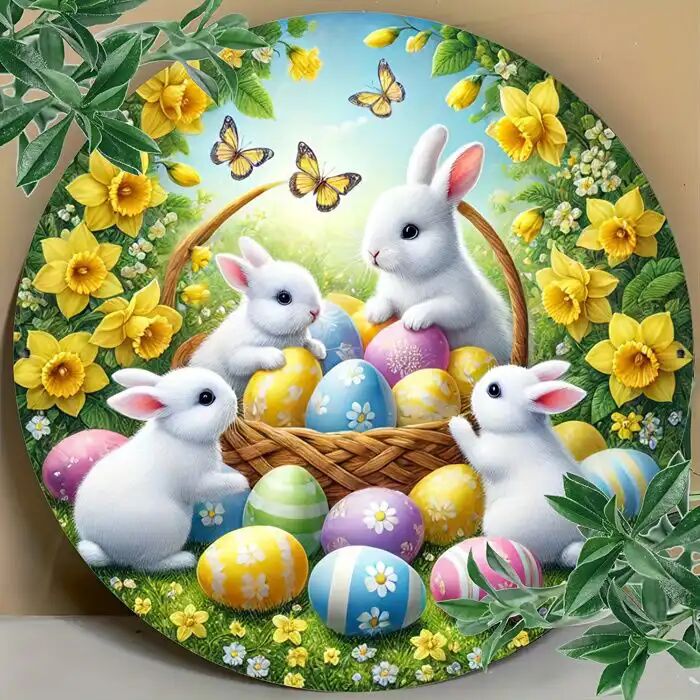 Panneau Décoratif - Lapin De Pâques - Multicolore - Bois