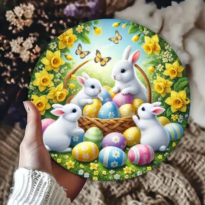 Panneau Décoratif - Lapin De Pâques - Multicolore - Bois