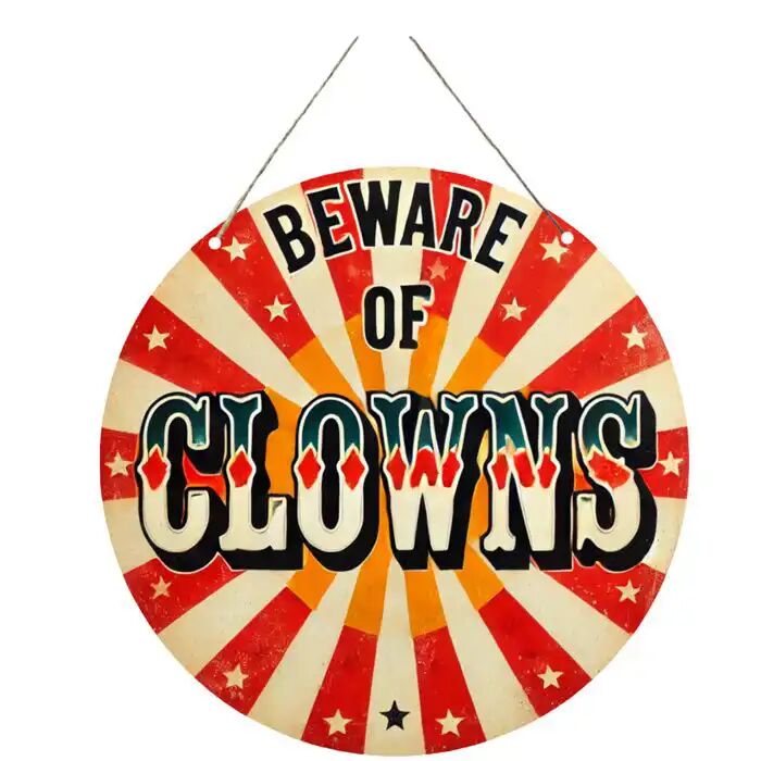 Panneau Décoratif - Ozam Paris - Attention Aux Clowns - Bois - Multicolore