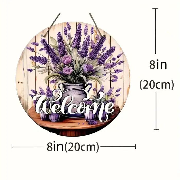 Panneau De Bienvenue Lavande Violet - Bois - Décoration Intérieure
