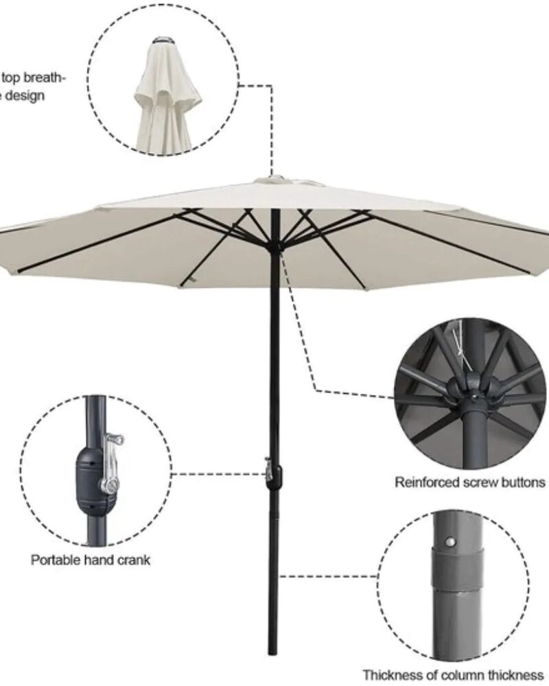 Grand Parasol De Jardin Et Plage Et Café (excellon Qualité) Sans Manivelle thumbnail 2