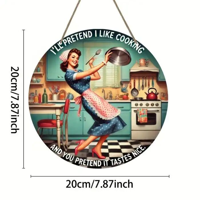 Panneau décoratif vintage humour cuisine en bois thumbnail 3