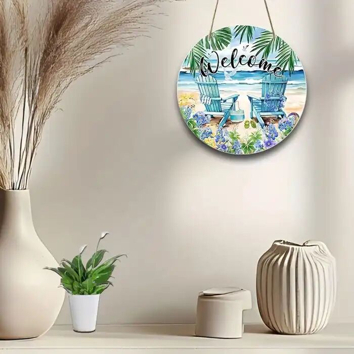 Panneau Décoratif Rond “bienvenue” En Bois