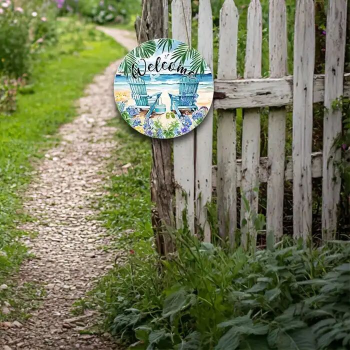 Panneau Décoratif Rond “bienvenue” En Bois