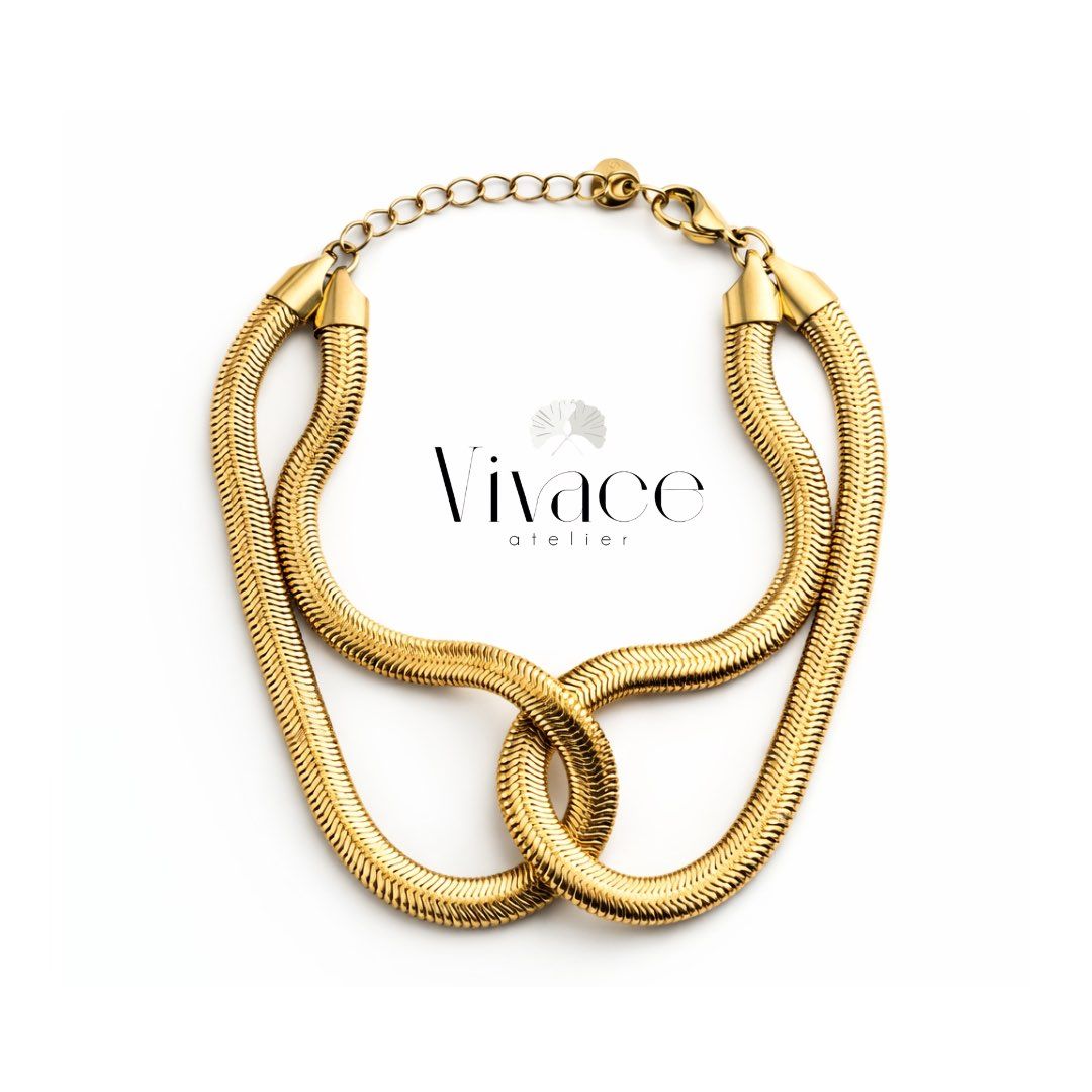 Bracelet Chaîne Serpent Doré Double Nœud — Idée Cadeau