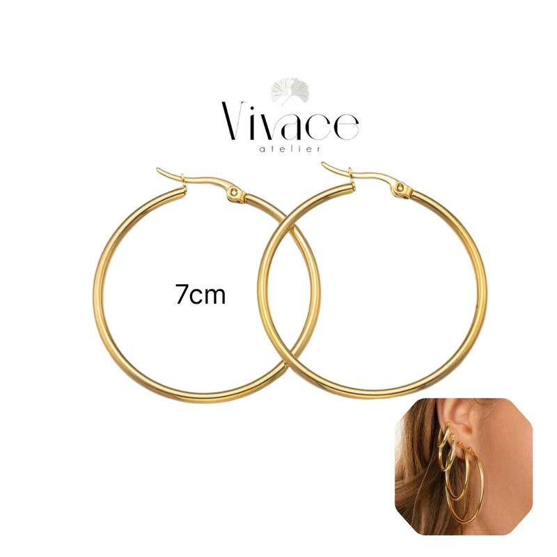 Boucles D’oreilles Vivace Cercle D’or 7cm