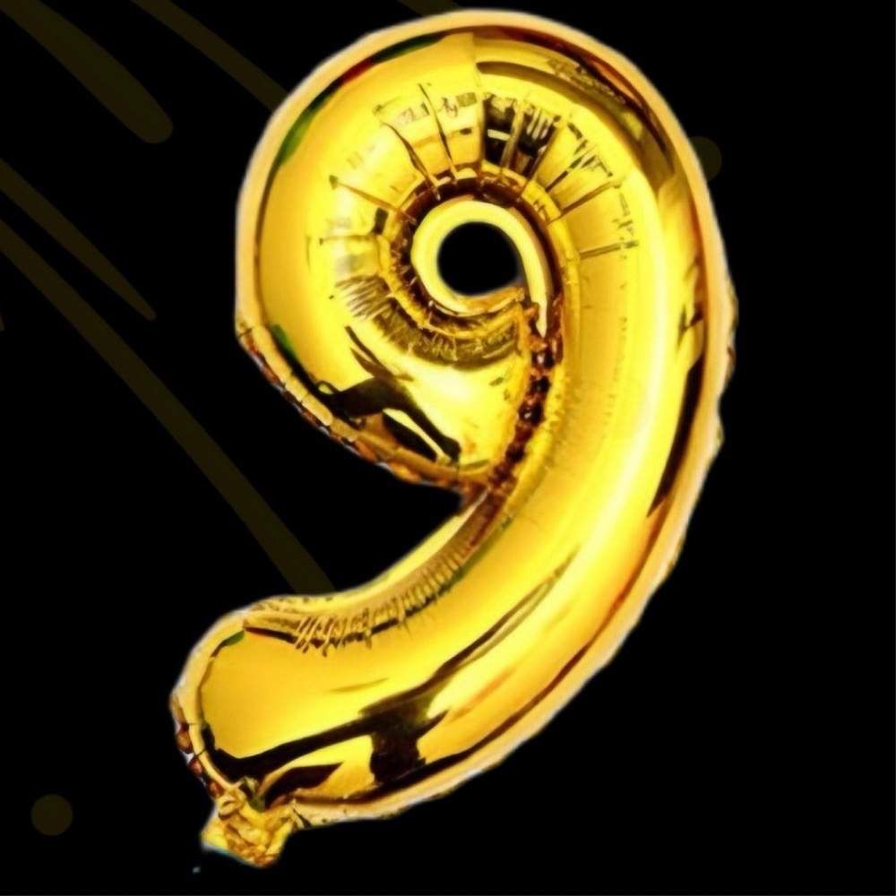 Chiffre Ballon Anniversaire Doré 9