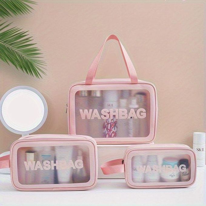 Lot De 3 Trousses De Toilette De Voyage Transparentes Washbag
