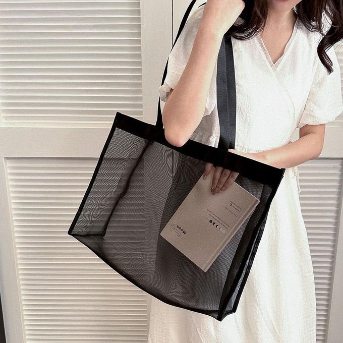 Sac De Plage En Maille Pour Femme, Grand Sac De Voyage Familial, Parfait Pour Ranger Les Essentiels De Plage. thumbnail 3