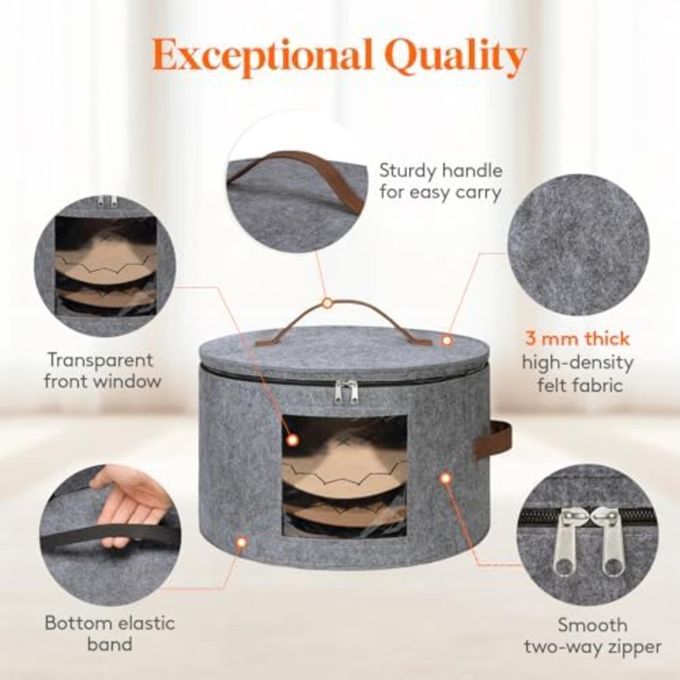 Boîte À Chapeaux Ronds En Feutre Sac De Rangement Pour Chapeaux Pour Femme